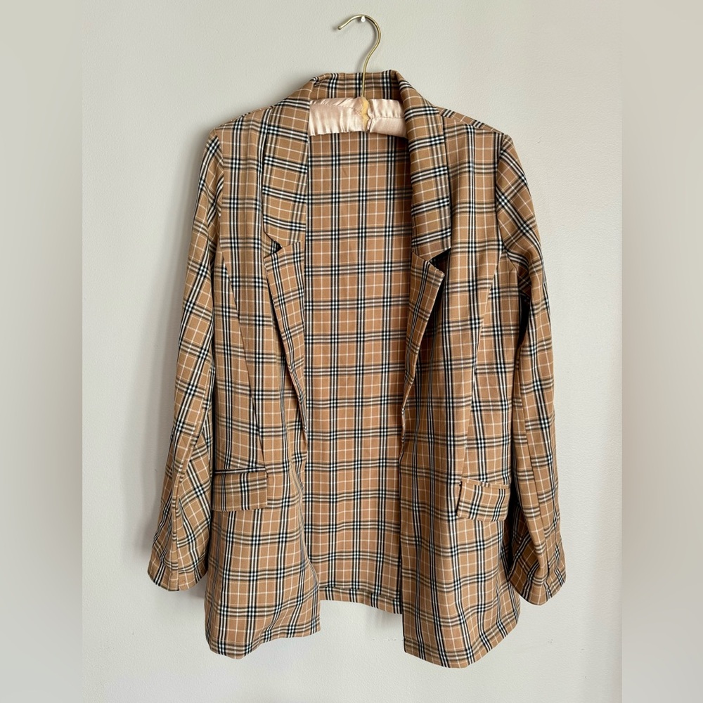 Black and Tan Plaid Blazer